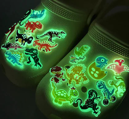 12pcs Luminous Dinosaur Charms for Clogs and Sandals